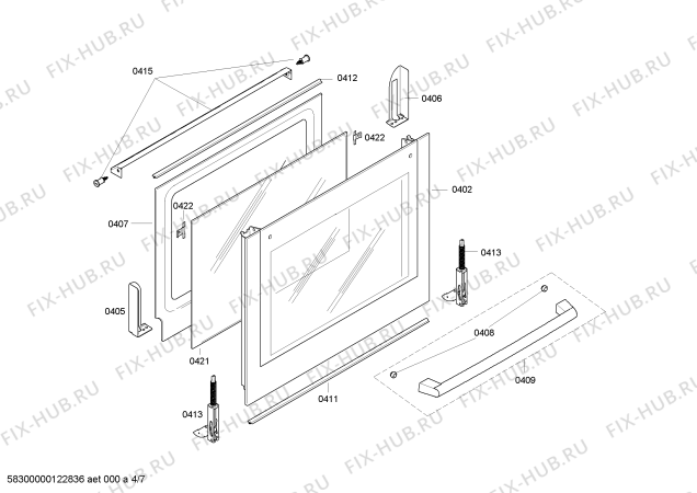 Схема №4 HLN658050F с изображением Фронтальное стекло для духового шкафа Bosch 00478443