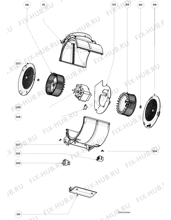 Взрыв-схема вытяжки Zanussi ZHC600N - Схема узла Section 3