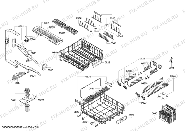 Взрыв-схема посудомоечной машины Bosch SMI86N35DE, Exclusiv made in germany, Active Water Eco - Схема узла 06