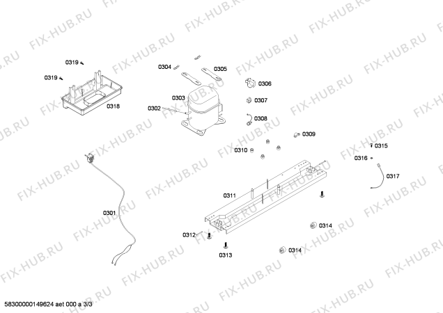 Взрыв-схема холодильника Kalley RB30E7C08H REFRIGERADOR KALLEY K-NC300G STEEL 115V/60Hz COLOMBIA - Схема узла 03