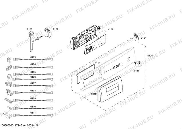 Схема №4 4TS750A с изображением Панель управления для стиралки Bosch 00449603