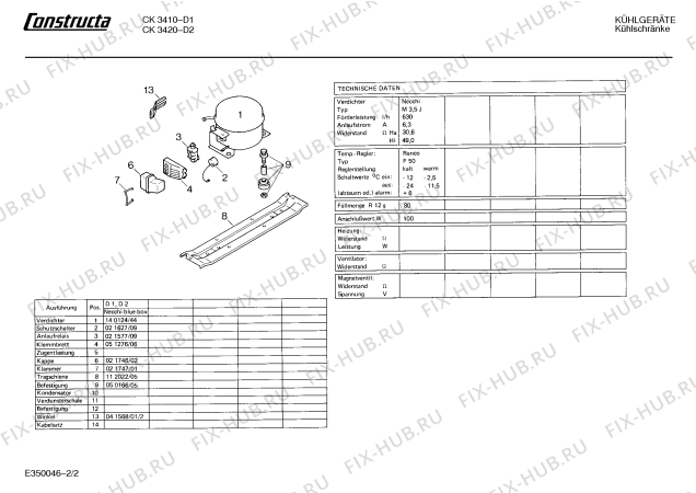 Взрыв-схема холодильника Constructa CK3410 - Схема узла 02