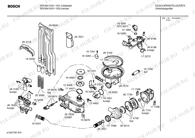 Взрыв-схема посудомоечной машины Bosch SRU8415 Exclusiv - Схема узла 04