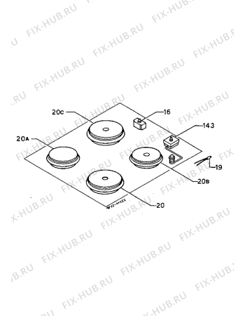 Взрыв-схема плиты (духовки) Zanussi PE40N - Схема узла Electrical cooking plates