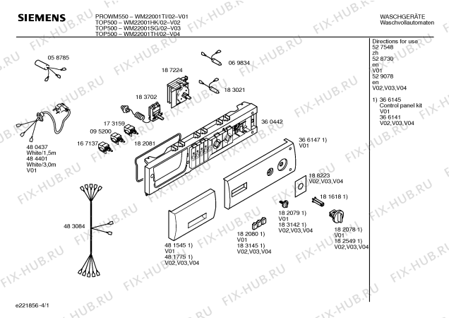 Схема №2 WM22001SG TOP 500 с изображением Панель управления для стиралки Siemens 00366141