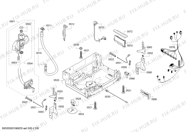 Схема №1 SX65L084EU с изображением Передняя панель для посудомойки Siemens 00754177