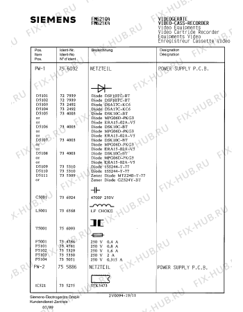Схема №9 FM621K4 с изображением Сервисная инструкция для видеоаппаратуры Siemens 00535319