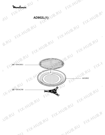 Взрыв-схема микроволновой печи Moulinex AD902L(1) - Схема узла 9P002362.5P3
