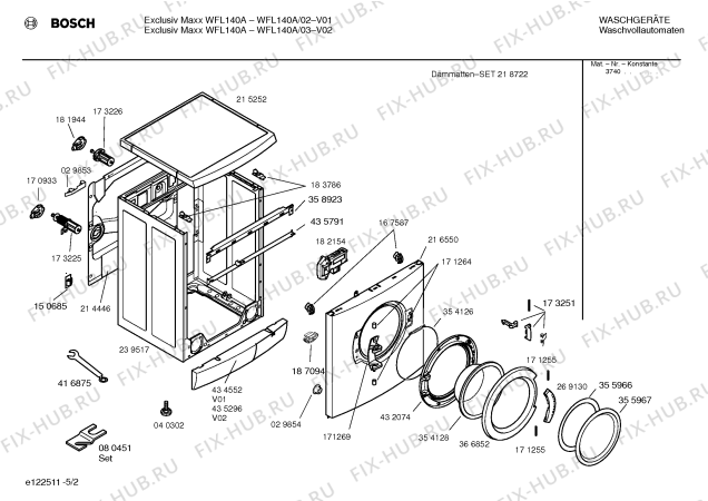 Схема №1 WFL140A Exclusiv Maxx WFL 140 A с изображением Инструкция по установке и эксплуатации для стиралки Bosch 00587678