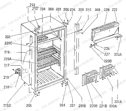 Взрыв-схема холодильника Electrolux RM4263F - Схема узла Cabinet + armatures