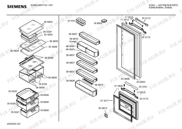 Взрыв-схема холодильника Siemens KI30E440FF - Схема узла 02