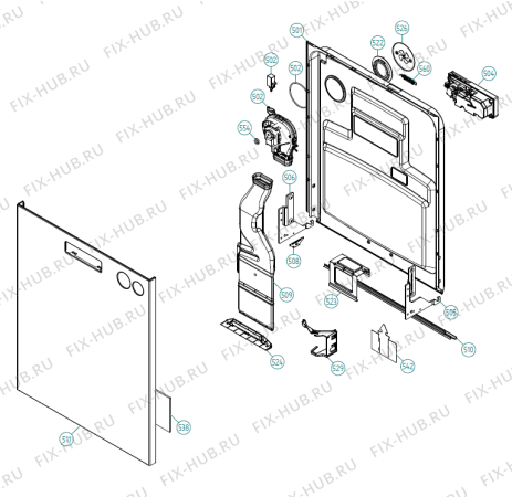 Взрыв-схема посудомоечной машины Asko D5424 EU   -White (386091, DW90.1) - Схема узла 05