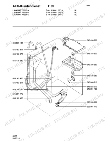 Взрыв-схема стиральной машины Aeg LAV72605 UPDATE - Схема узла Water equipment