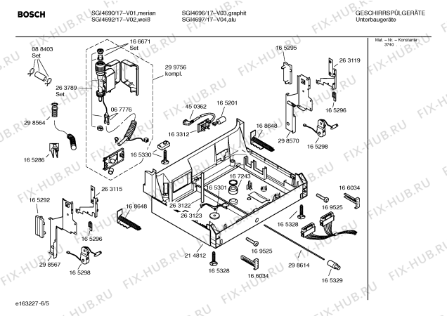 Взрыв-схема посудомоечной машины Bosch SGI4697 Silence comfort - Схема узла 05