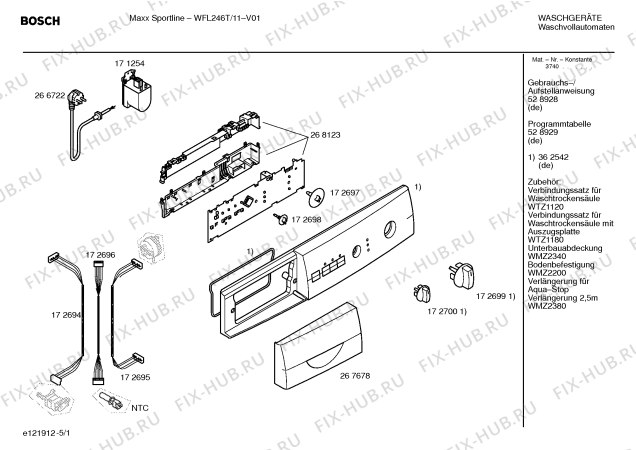Схема №3 WFL246T Maxx Sportline с изображением Таблица программ для стиралки Bosch 00528929
