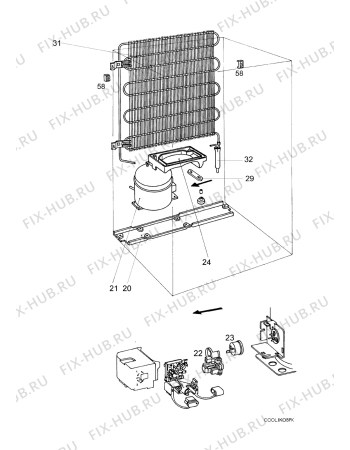 Взрыв-схема холодильника Zanussi ZT164R4 - Схема узла Cooling system 017