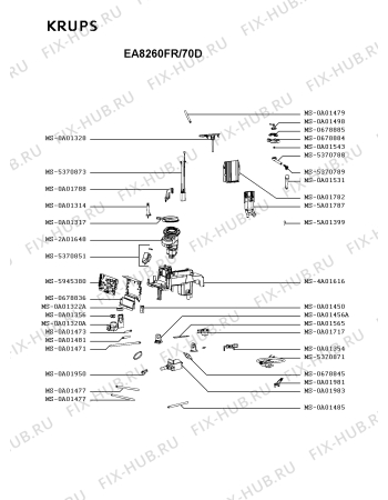 Взрыв-схема кофеварки (кофемашины) Krups EA8260FR/70D - Схема узла HP004998.5P2