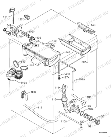Взрыв-схема стиральной машины Aeg Electrolux L12820J5 VERS.SILVER - Схема узла Hydraulic System 272