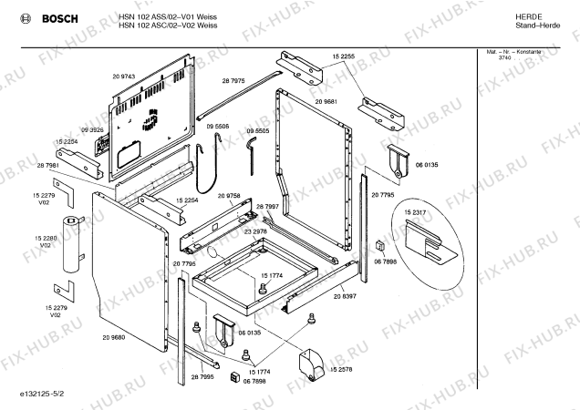 Схема №3 HSN102BSF с изображением Шина для плиты (духовки) Bosch 00287997