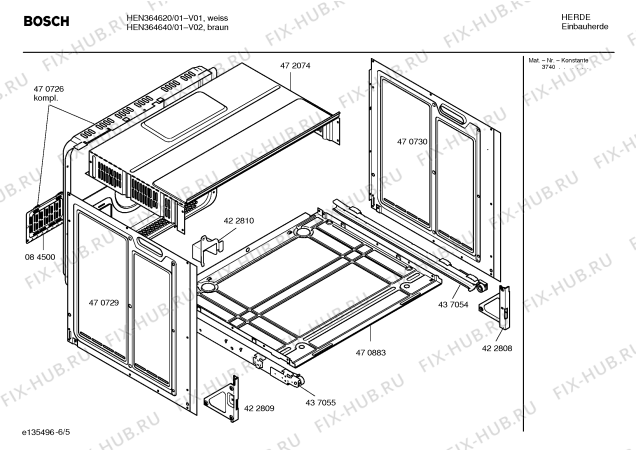 Схема №5 HEN360620 с изображением Панель управления для духового шкафа Bosch 00437742