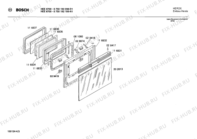 Схема №3 0750462002 HBE6700 с изображением Кнопка для духового шкафа Bosch 00028488