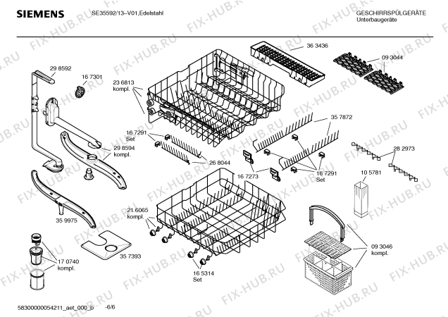 Взрыв-схема посудомоечной машины Siemens SE35592 - Схема узла 06
