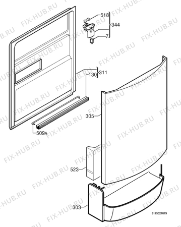 Взрыв-схема посудомоечной машины Zanker Electrolux DEF201 - Схема узла Door 003
