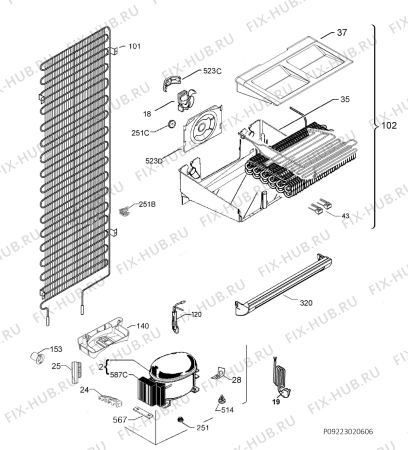 Взрыв-схема холодильника Aeg ABK81826NC - Схема узла Cooling system 017