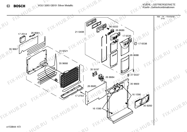 Схема №3 KGU3220GB с изображением Испаритель для холодильника Bosch 00216521