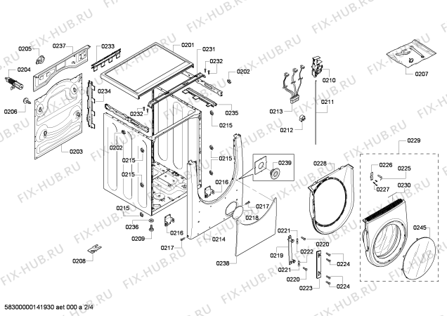 Схема №2 WFMC220BUC Nexxt 300 Series с изображением Дверь для стиралки Bosch 00247118