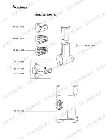 Взрыв-схема кухонного комбайна Moulinex QA509D32/6R0 - Схема узла HP005221.7P4