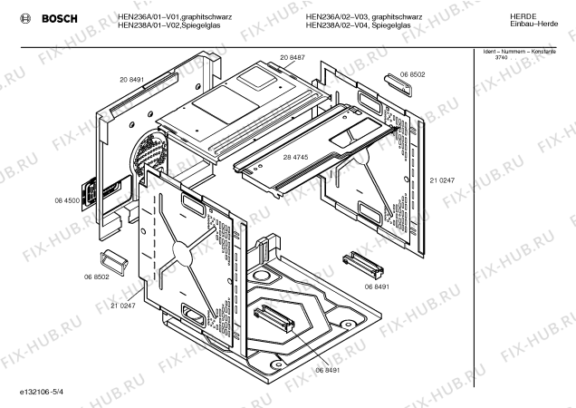 Взрыв-схема плиты (духовки) Bosch HEN238A - Схема узла 04