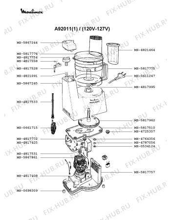 Взрыв-схема кухонного комбайна Moulinex A92011(1) - Схема узла KP000156.8P3