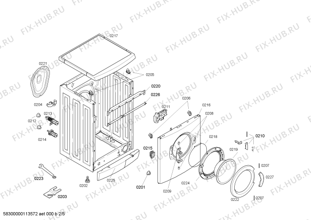 Взрыв-схема стиральной машины Bosch WFX284F - Схема узла 02