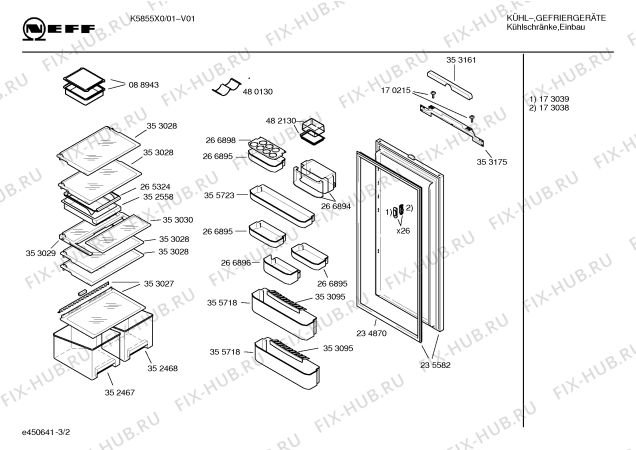 Схема №3 K3664X1 KD340SC с изображением Инструкция по эксплуатации для холодильной камеры Bosch 00522548