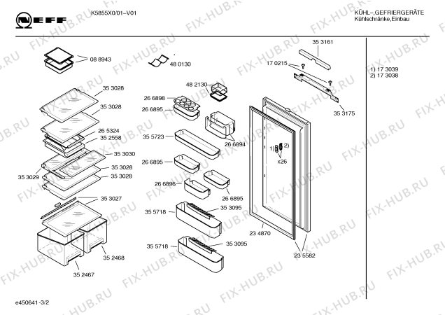 Схема №3 K6855X4 с изображением Дверь для холодильника Bosch 00235582