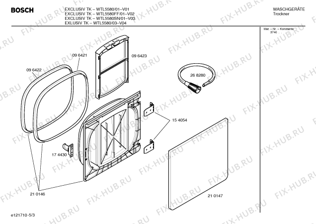 Взрыв-схема сушильной машины Bosch WTL5580 Exclusiv TK COMFORT PLUS - Схема узла 03