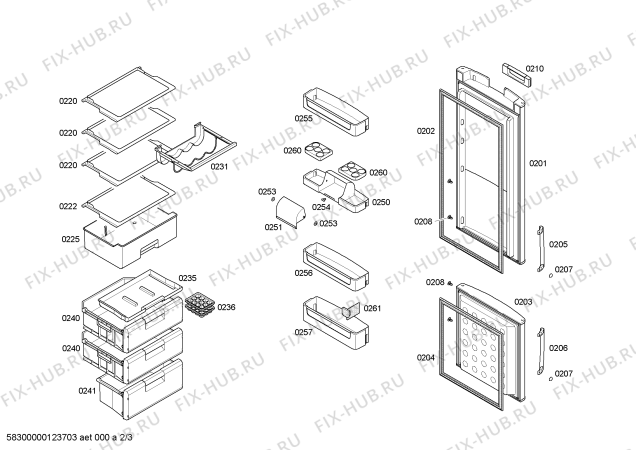 Взрыв-схема холодильника Bosch KGS36X61 - Схема узла 02