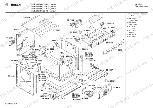 Взрыв-схема плиты (духовки) Bosch HBE642P66 - Схема узла 02