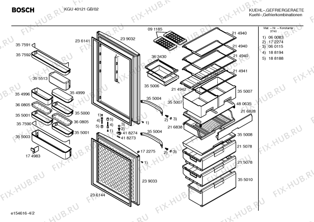 Взрыв-схема холодильника Bosch KGU40121GB - Схема узла 02