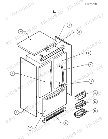 Схема №5 KRFC 9016 с изображением Запчасть для холодильника Whirlpool 482000014834