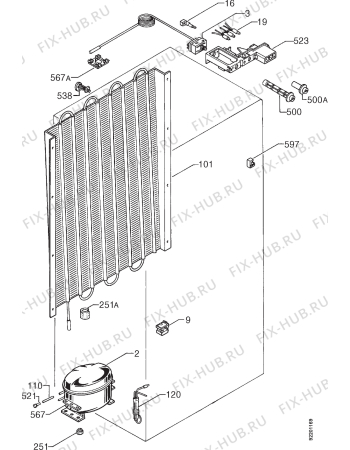 Взрыв-схема холодильника Electrolux EU6921C - Схема узла Cooling system 017