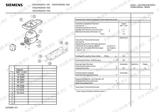 Взрыв-схема холодильника Siemens KS42V620 - Схема узла 03