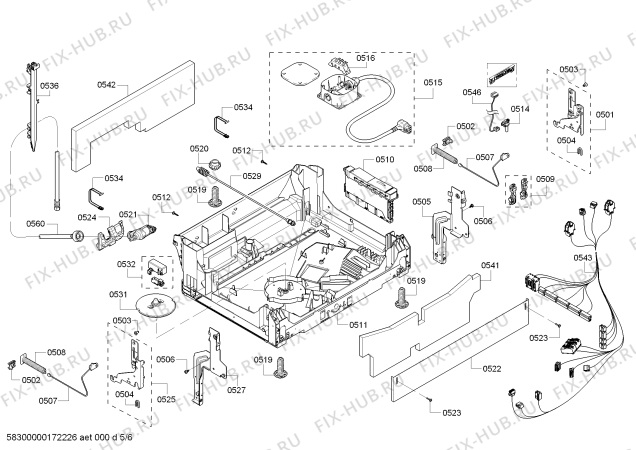 Взрыв-схема посудомоечной машины Bosch SHP65T55UC SilencePlus 44 dBA - Схема узла 05