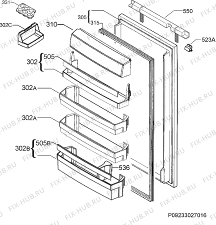 Взрыв-схема холодильника Aeg SKZ81800F0 - Схема узла Door 003