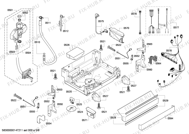 Взрыв-схема посудомоечной машины Siemens SN26T593GB - Схема узла 05