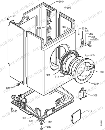 Взрыв-схема стиральной машины Zanussi WDS1183W - Схема узла Cabinet + armatures