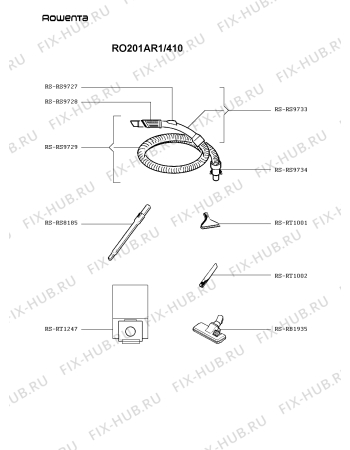 Взрыв-схема пылесоса Rowenta RO201AR1/410 - Схема узла IP002525.4P2