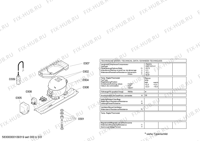 Взрыв-схема холодильника Bosch KFL16451 - Схема узла 03