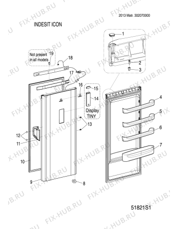 Схема №2 SIAA22VY (F077468) с изображением Дверь для холодильника Indesit C00297109